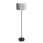 Vloerlamp Noor 4441ZW – Mattschwarz mit grauem Velours-Schirm
