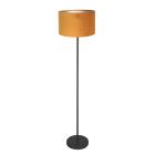 Vloerlamp Noor 4442ZW – Mat zwart met gouden velours kap