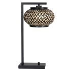 Nox Light 4461ZW – tafellamp met bamboe kap en zwart frame