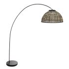 Bogenlampe Solva 4467ZW mit natürlichem schwarzen Bambusschirm