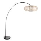Lamp arc Solva 4468ZW avec abat-jour en bambou noir naturel