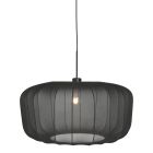 Suspension Vela Lino 4486ZW noir avec abat-jour en tissu noir Ø60 cm