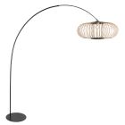 Lampe sur pied Curve 4518ZW - lampe arc noire avec abat-jour en bambou