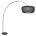 Lampe sur pied Curve 4521ZW - lampe arc noire avec abat-jour en textile noir