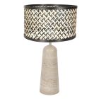 Travino 4550CR Tischlampe mit Travertinfuß und Bambusschirm