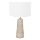 Travino 4553CR table lamp with travertine base and linen shade