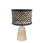 Travino 4555CR tafellamp met travertin voet en bamboe kap