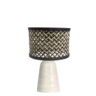 Travino 4555CR tafellamp met travertin voet en bamboe kap