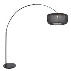 Lamp arc Vela Lino 4565ZW noir avec abat-jour en textile noir Ø60 cm