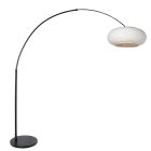 Lampe arc Silva Alba 4691ZW noire avec abat-jour en lin Ø60 cm