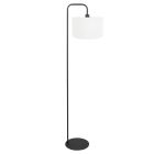 Vloerlamp Stang 4778ZW zwart met grof wit linnen kap