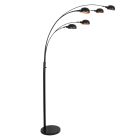 Lampe sur pied noire Pentra 4855ZW, 5 lumières avec pied en marbre