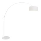 Booglamp Sparkled Light 7169W wit met grof wit linnen kap - Wit - Metaal, Textiel - Steinhauer