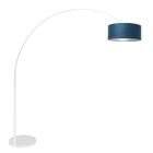 Booglamp Sparkled Light 7174W wit met luxe blauwe velours kap - Blauw, Wit - Metaal, Textiel, Velours stof - Steinhauer