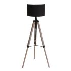 Vloerlamp Triek 7175ZW met zwart linnen kap Ø40 cm - Elektronica, Hout, Metaal, Textiel - Steinhauer