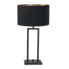 Lampe de table noire Stang 7194ZW avec interrupteur rotatif et abat-jour en lin noir et doré