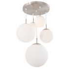 Hanglamp Bollique 7376ST staal 5 lichts met mat wit glas - Staal - Elektronica, Glas, Metaal - Steinhauer