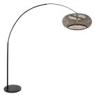 Booglamp Maze Natural 7508ZW zwart met bamboe kap Ø60 cm - Naturel, Zwart - Bamboe, Metaal - Steinhauer