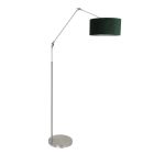 Staalkleurige vloerlamp Prestige Chic 8103ST met groen velours kap - Groen - Metaal, Textiel - Steinhauer