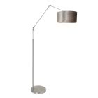 Staalkleurige vloerlamp Prestige Chic 8104ST met zilver velours kap - Staal - Metaal, Textiel - Steinhauer