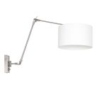 Staalkleurige wandlamp Prestige Chic 8108ST met wit grof linnen kap - Staal, Wit, Zilver - Metaal, Textiel - Steinhauer