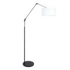 Vloerlamp Prestige Chic 8114ZW met wit linnen kap - Zwart - Linnen , Metaal - Steinhauer