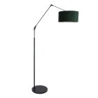 Vloerlamp Prestige Chic 8115ZW met groene velours kap - Groen - Metaal, Velours stof - Steinhauer