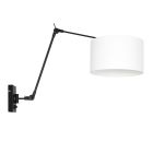 Wandlamp Prestige Chic 8120ZW met wit linnen kap - Zwart - Linnen , Metaal - Steinhauer