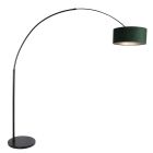 Booglamp Sparkled Light 8127ZW zwart met luxe groene velours kap - Groen - Metaal, Velours stof - Steinhauer