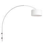 Boog wandlamp Sparkled Light 8144ST staal met grof wit linnen kap - Linnen wit, Staal - Linnen , Metaal, Textiel - Steinhauer