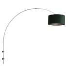 Boog wandlamp Sparkled Light 8145ST staal met groene velours kap - Groen, Staal - Metaal, Textiel, Velours stof - Steinhauer