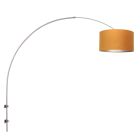 Boog wandlamp Sparkled Light 8147ST staal met goud velours kap - Goud, Staal - Metaal, Textiel, Velours stof - Steinhauer