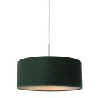 Hanglamp Sparkled Light 8148ST staal met luxe groen velours kap - Groen, Staal - Metaal, Textiel - Steinhauer