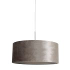 Hanglamp Sparkled Light 8149ST staal met luxe grijs velours kap - Grijs, Staal - Metaal, Textiel, Velours stof - Steinhauer
