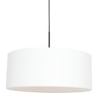 Hanglamp Sparkled Light 8154ZW zwart met wit grof linnen kap - Zwart - Metaal, Textiel - Steinhauer