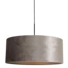 Hanglamp Sparkled Light 8157ZW zwart met grijs luxe velours kap - Grijs, Zwart - Metaal, Textiel, Velours stof - Steinhauer