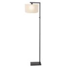 Zwarte vloerlamp Stang 8218ZW met schakelaar en wit grof linnen kap - Zwart - Metaal, Textiel - Steinhauer