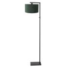 Zwarte vloerlamp Stang 8219ZW met schakelaar en groen velours kap - Groen - Metaal, Textiel - Steinhauer