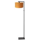 Zwarte vloerlamp Stang 8221ZW met schakelaar en goud velours kap - Goud - Metaal, Textiel - Steinhauer