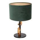 Tafellamp Animaux 8233ZW - speels detail groene velours kap - Groen, Zwart - Metaal, Textiel, Velours stof - Steinhauer
