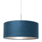 Hanglamp Sparkled Light 8247ST staal met luxe blauw velours kap - Blauw, Staal - Metaal, Textiel, Velours stof - Steinhauer