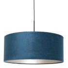 Hanglamp Sparkled Light 8248ZW zwart met luxe blauw velours kap - Blauw, Zwart - Metaal, Textiel - Steinhauer