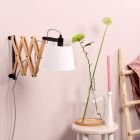 Wandlamp Dion 8852BE met uittrekbare arm E14 fitting - Creme - Hout, Textiel - Steinhauer