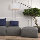 Wandlamp Elegant Classy 9323ZW zwart met grof wit linnen kap Ø50 cm - Transparant - Metaal, Textiel - Steinhauer