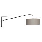 Wandlamp Elegant Classy 9324ZW zwart met grof grijs linnen kap Ø50 cm - Staal - Metaal, Textiel - Steinhauer