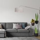 Wandlamp Elegant Classy 9329ST staal met grof grijs linnen kap Ø50 cm - Staal - Metaal, Textiel - Steinhauer