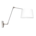 Stahlfarbene Wandleuchte Prestige Chic 9722ST mit weißem, feinem Leinenschirm