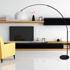 Booglamp Sparkled Light 9831ZW zwart met witte kunststof kap - Zwart - Elektronica, Kunststof, Metaal - Steinhauer
