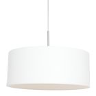 Hanglamp Sparkled Light 9889ST staal met grof wit linnen kap - Zwart - Metaal, Textiel - Steinhauer