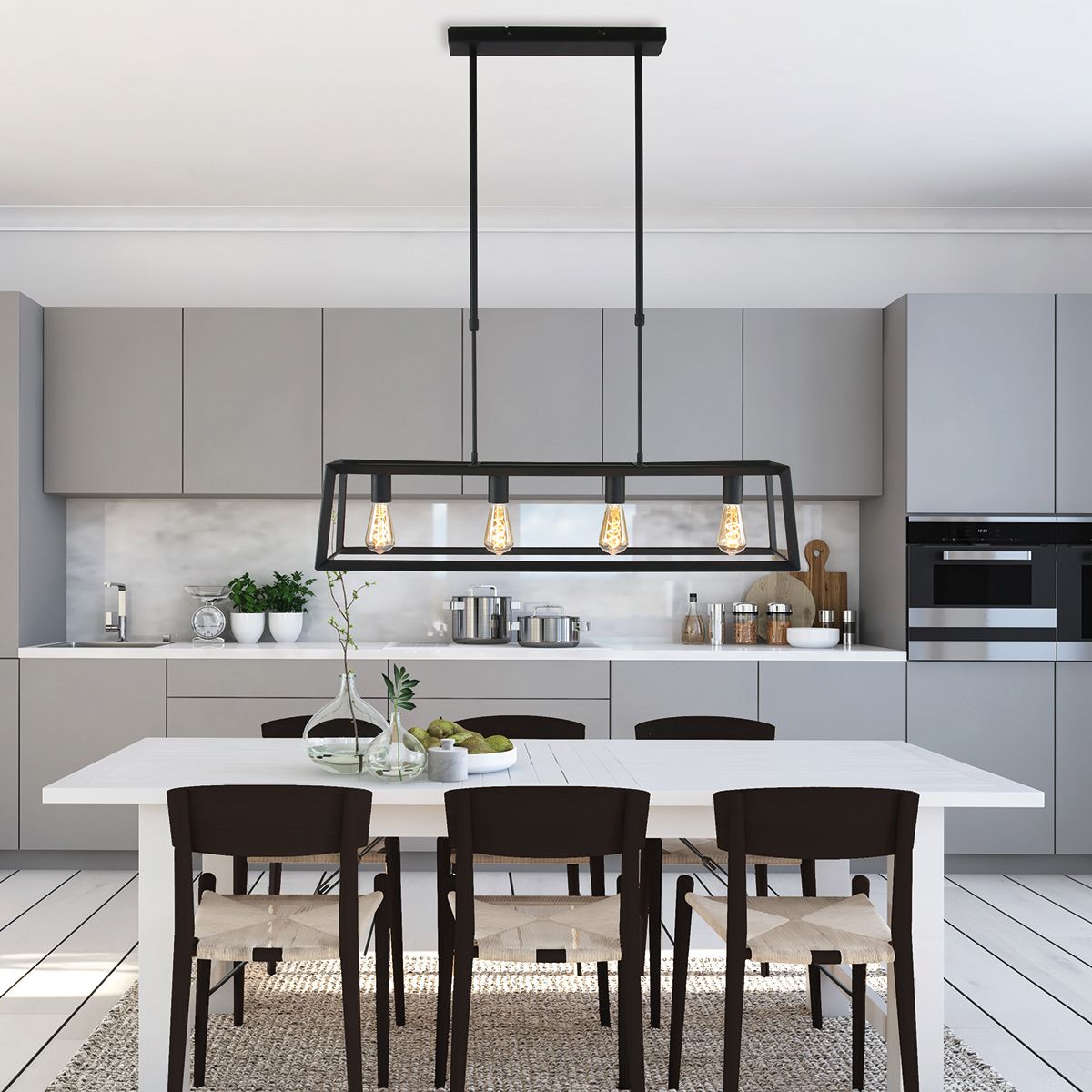Zwarte hanglamp Buckley 1705ZW met 4 x een E27 fitting